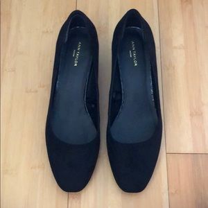 Ann Taylor - black suede pumps.